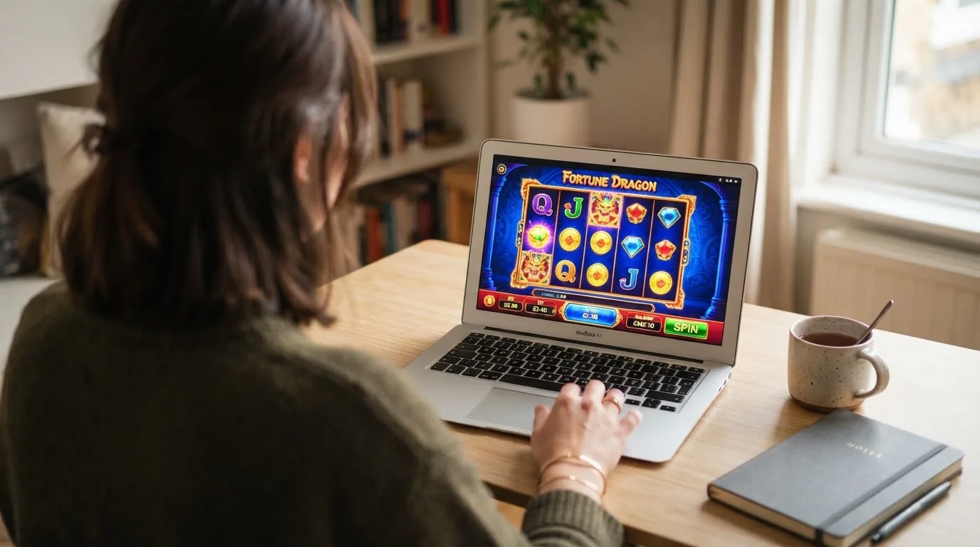 Člověk u notebooku čte informační stránku o online hazardu v Česku — casino minimální vklad 1, 5, 10 euro